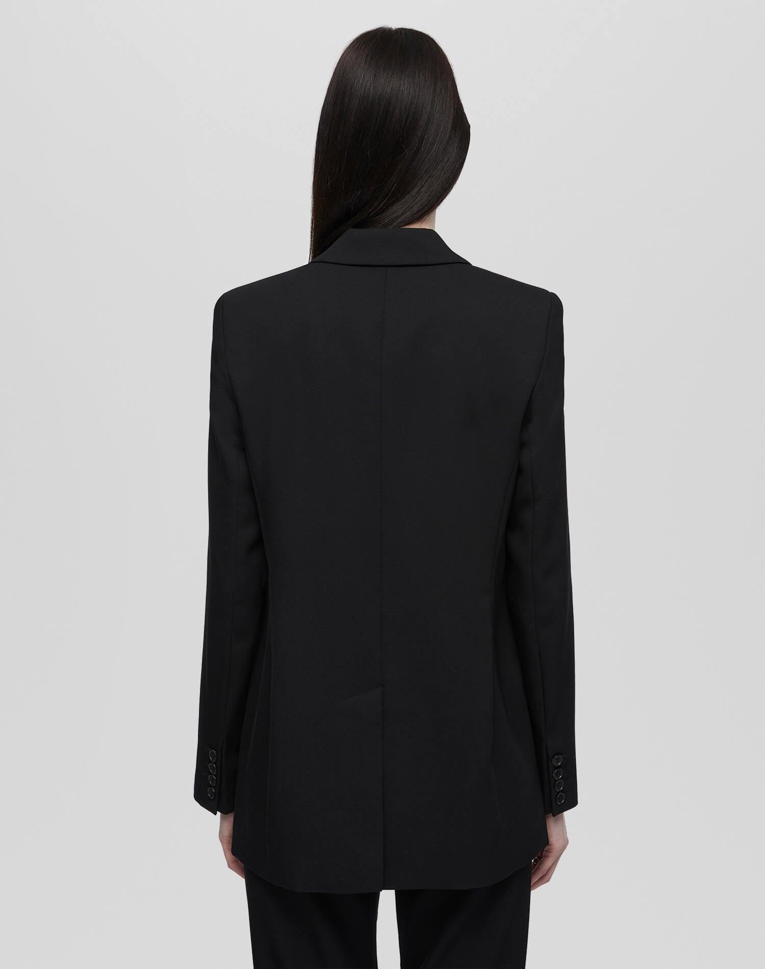 Double Breasted Long Blazer - Black Product Image