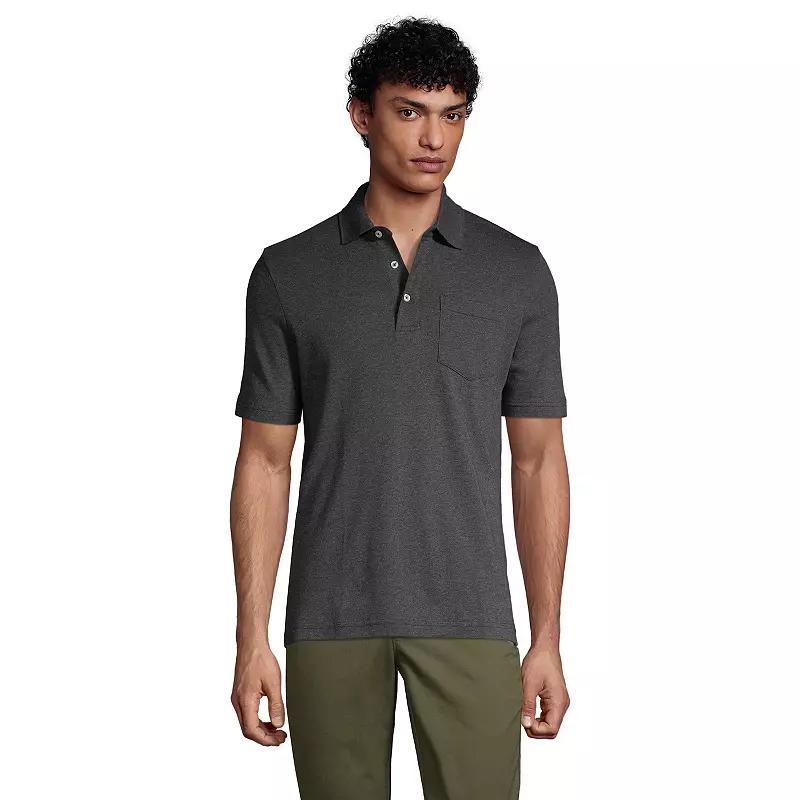 Big & Tall Lands' End Super Soft Classic-Fit Supima Pocket Polo, Men's, Size: 3XB, Dark Grey Heather Product Image