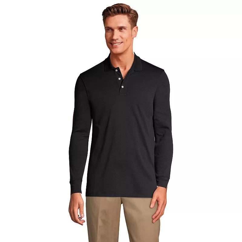 Mens Lands' End Long Sleeve Interlock Polo Shirt, Men's,  Product Image
