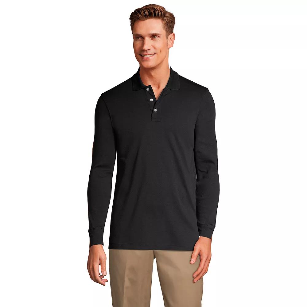 Mens Lands' End Long Sleeve Interlock Polo Shirt, Men's,  Product Image