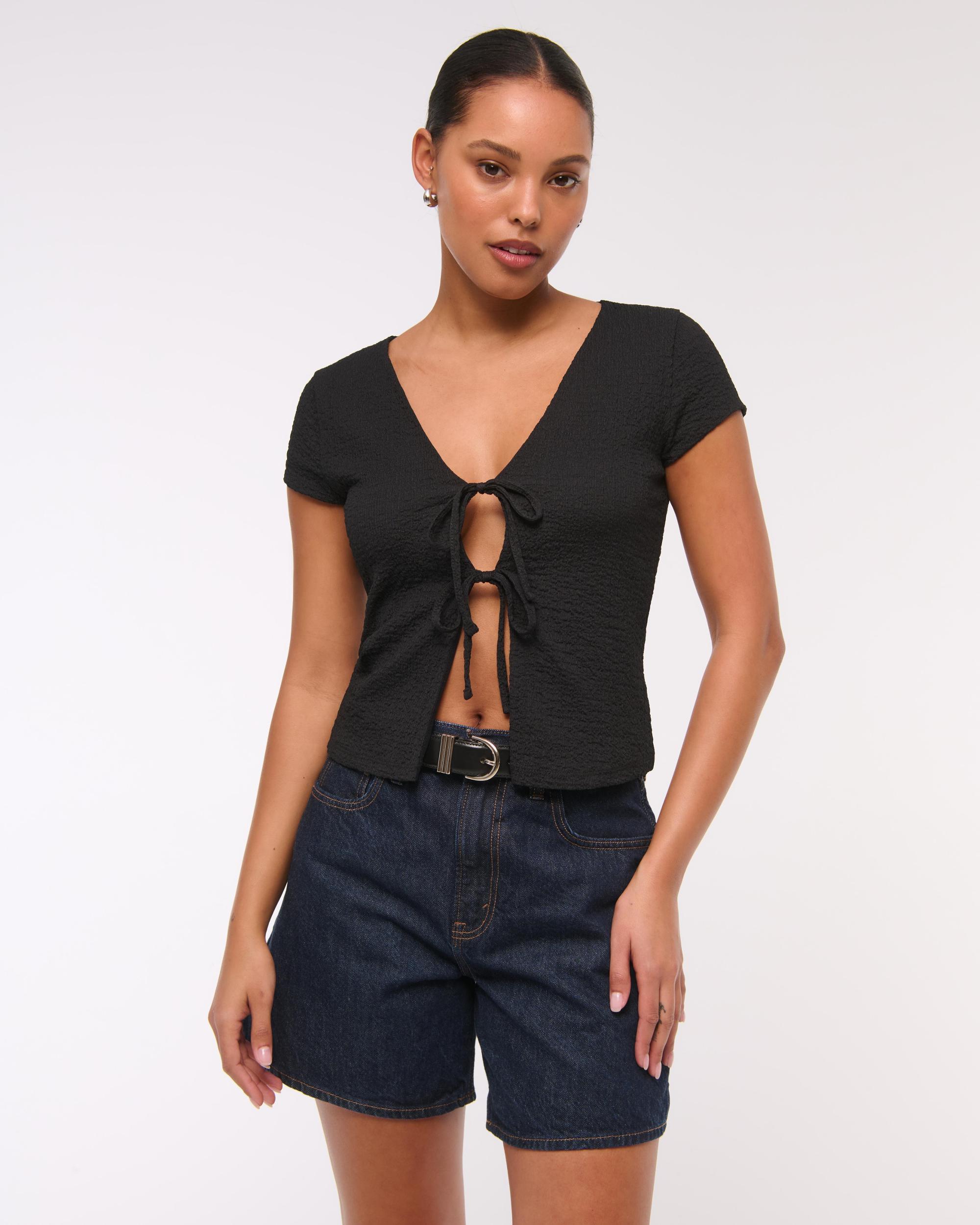 Bubble Knit Tie-Front Top Product Image