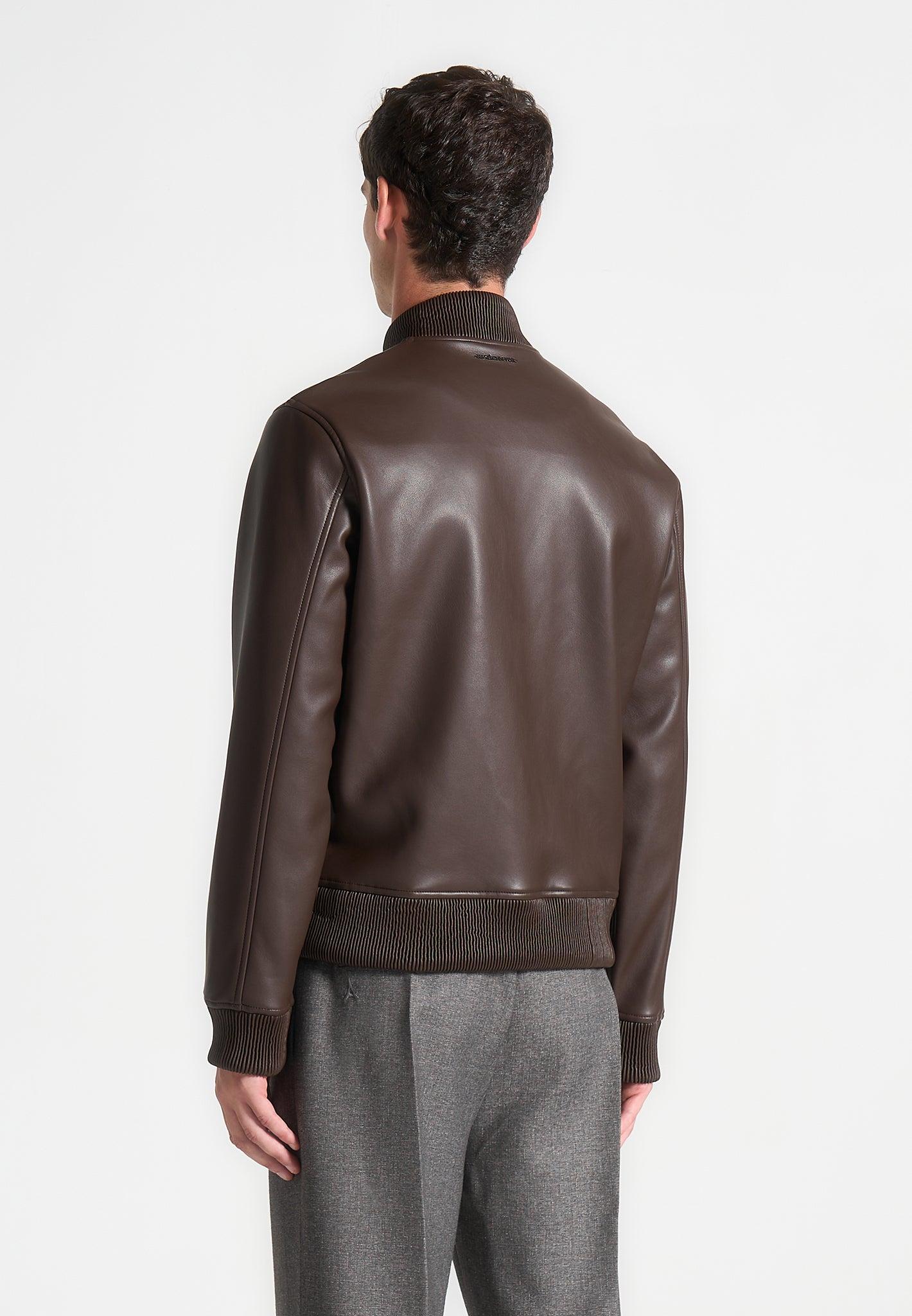 Leather Bomber Jacket - Brown Male Product Image