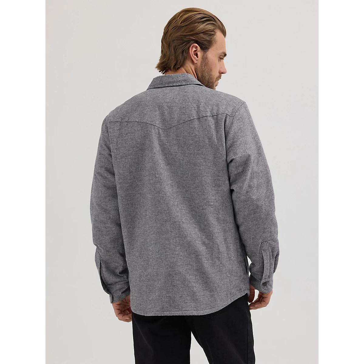 Men's Sherpa Lined Heathered Shirt Jacket in Obsidian Product Image