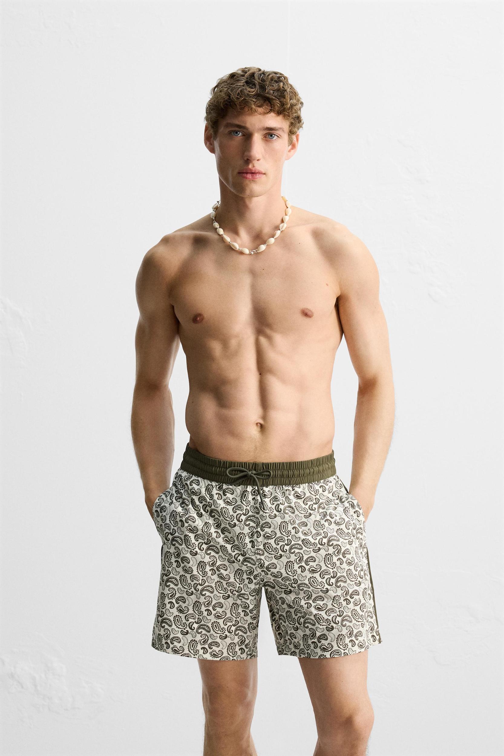 PAISLEY PRINT LONG SWIMMING TRUNKS Product Image