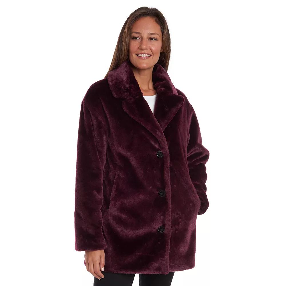 Women's Fleet Street Faux-Fur 3-Button Jacket, Size: Small, Brown Product Image