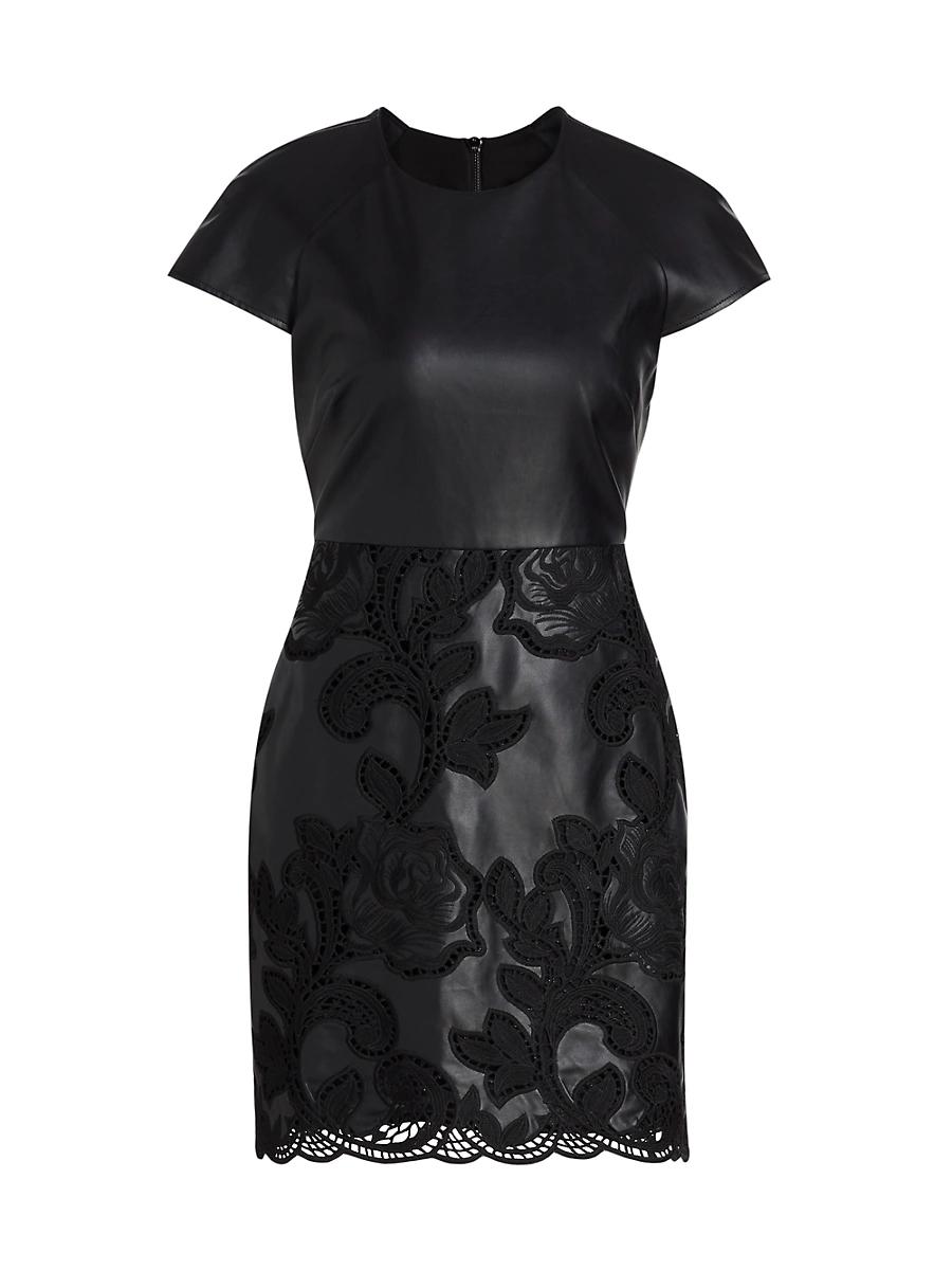 Womens Demi Vegan-Leather Cap-Sleeve Minidress Product Image