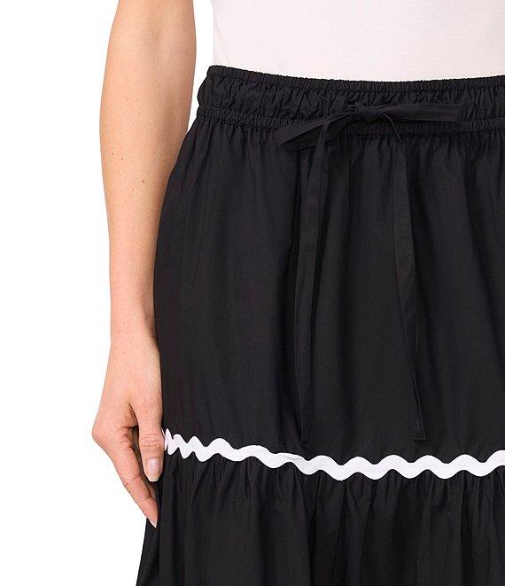CeCe Scallop Trim Tiered Midi A-Line Skirt Product Image