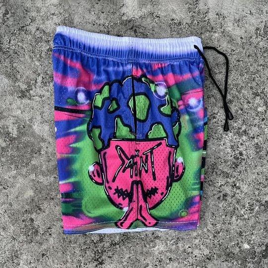 Sopula Street Sports Saint Cartoon Graphic Mesh Basketball Shorts Product Image