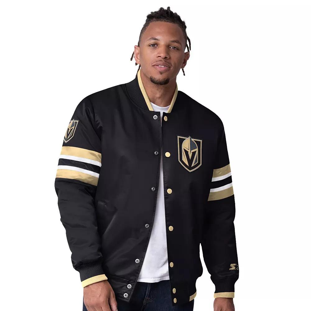Men's Starter Black Vegas Golden Knights Scout I Full-Snap Varsity Jacket,  Product Image
