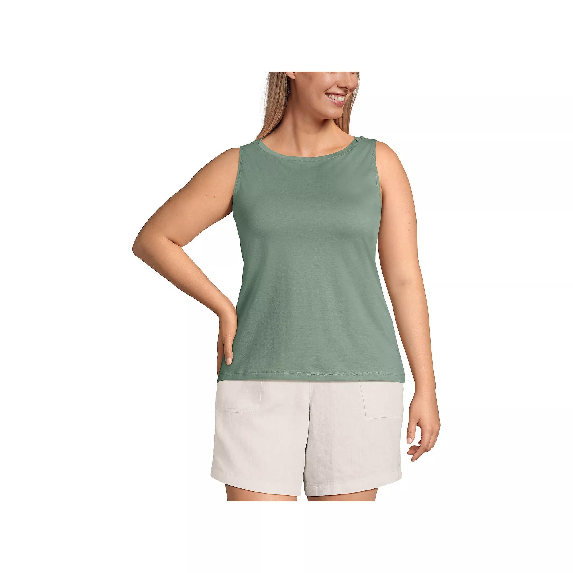 Plus Size Lands' End Supima Cotton Tank, Women's, Size: 1XL, Lily  Green Product Image