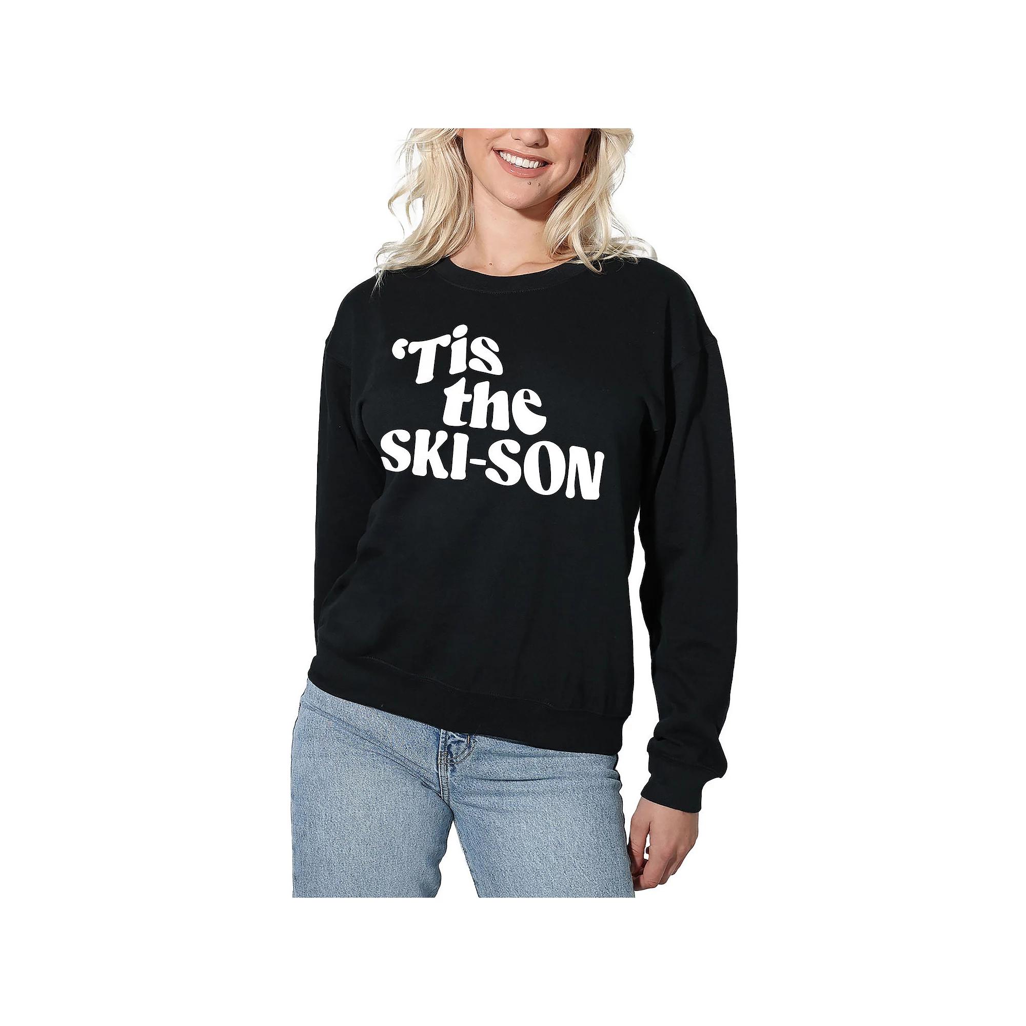 Women's Suburban Riot Tis The Ski-Son Willow Graphic Sweatshirt, Girl's, Size: Small, Black Product Image