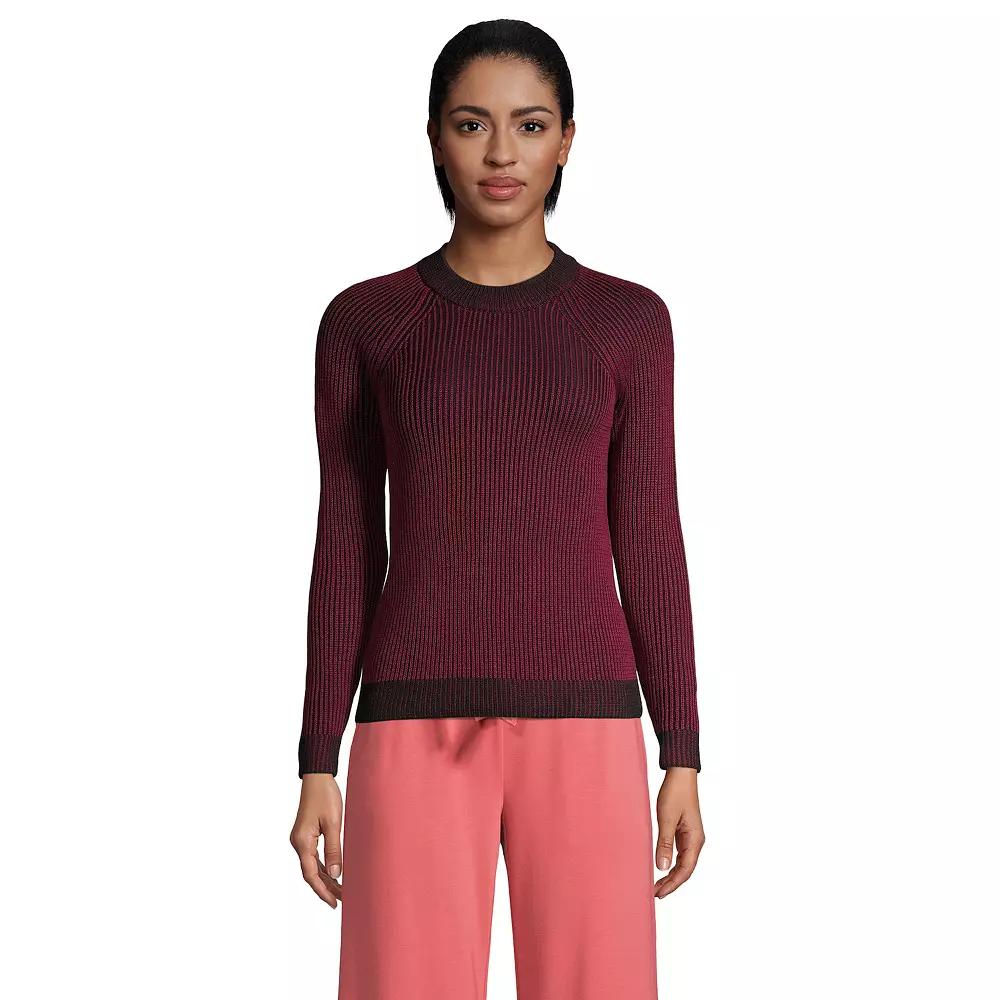 Women's Lands' End Drifter Shaker Crewneck Sweater, Size: Medium, Red Plaited Product Image