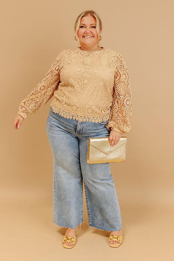 It's In The Details Crochet Top in Beige Curves Product Image