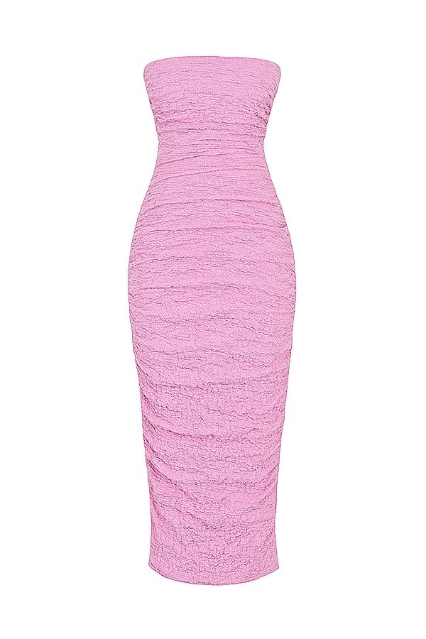 Tana  pink strapless corset midi dress Product Image
