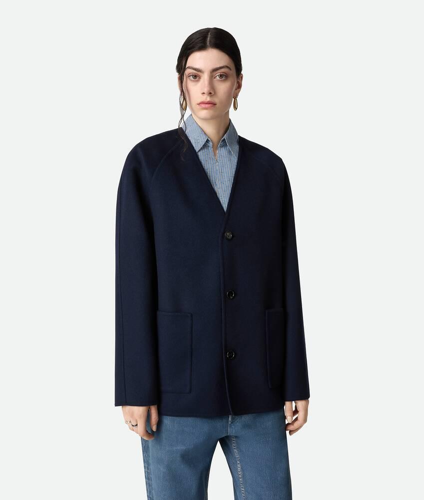 Women's Light Wool And Cashmere Coat in Navy Product Image