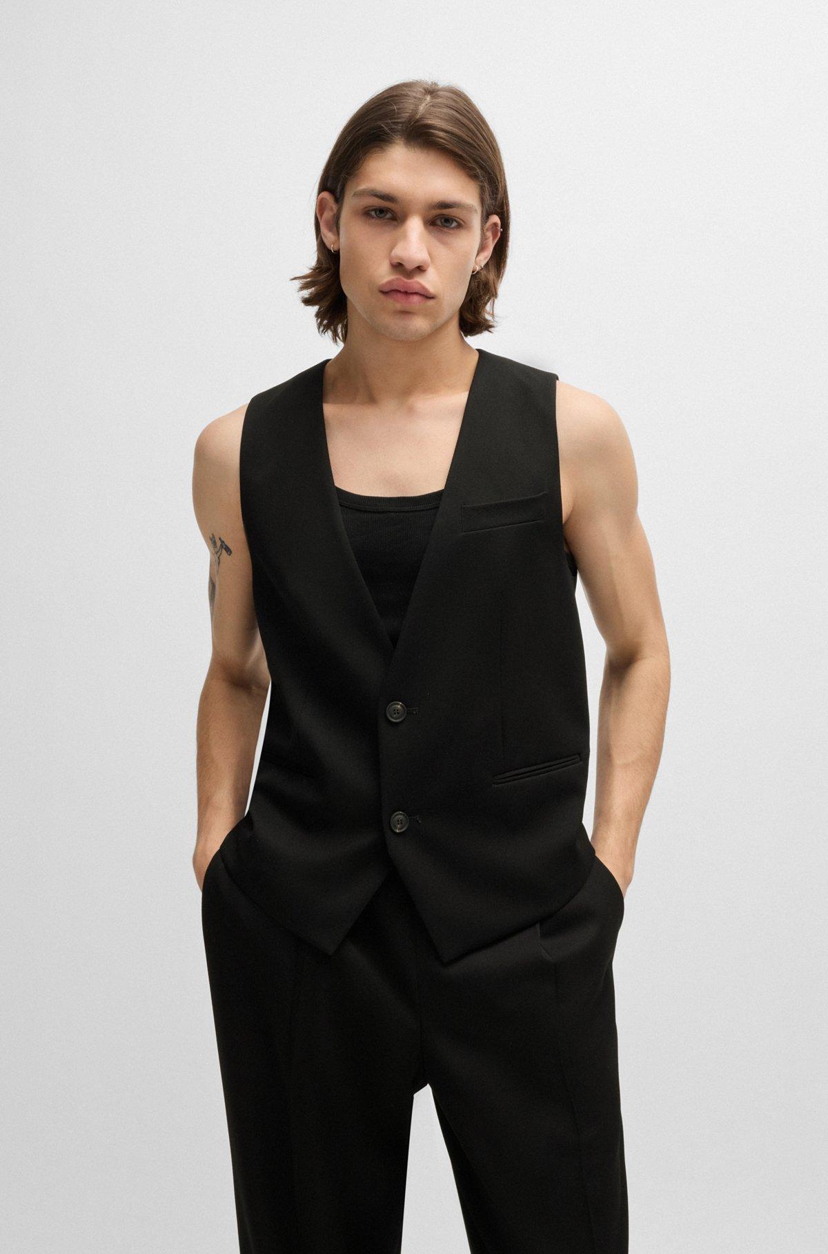 Oversize-fit all-gender waistcoat in stretch fabric Product Image