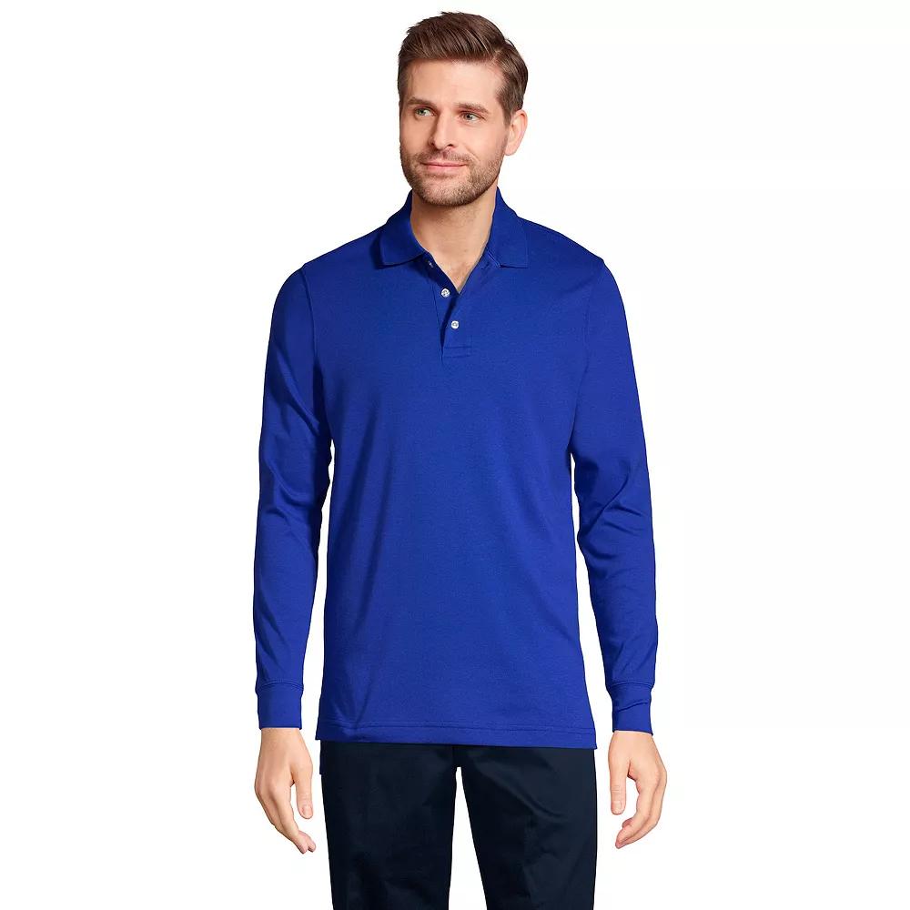 Mens Lands' End Long Sleeve Interlock Polo Shirt, Men's,  Product Image