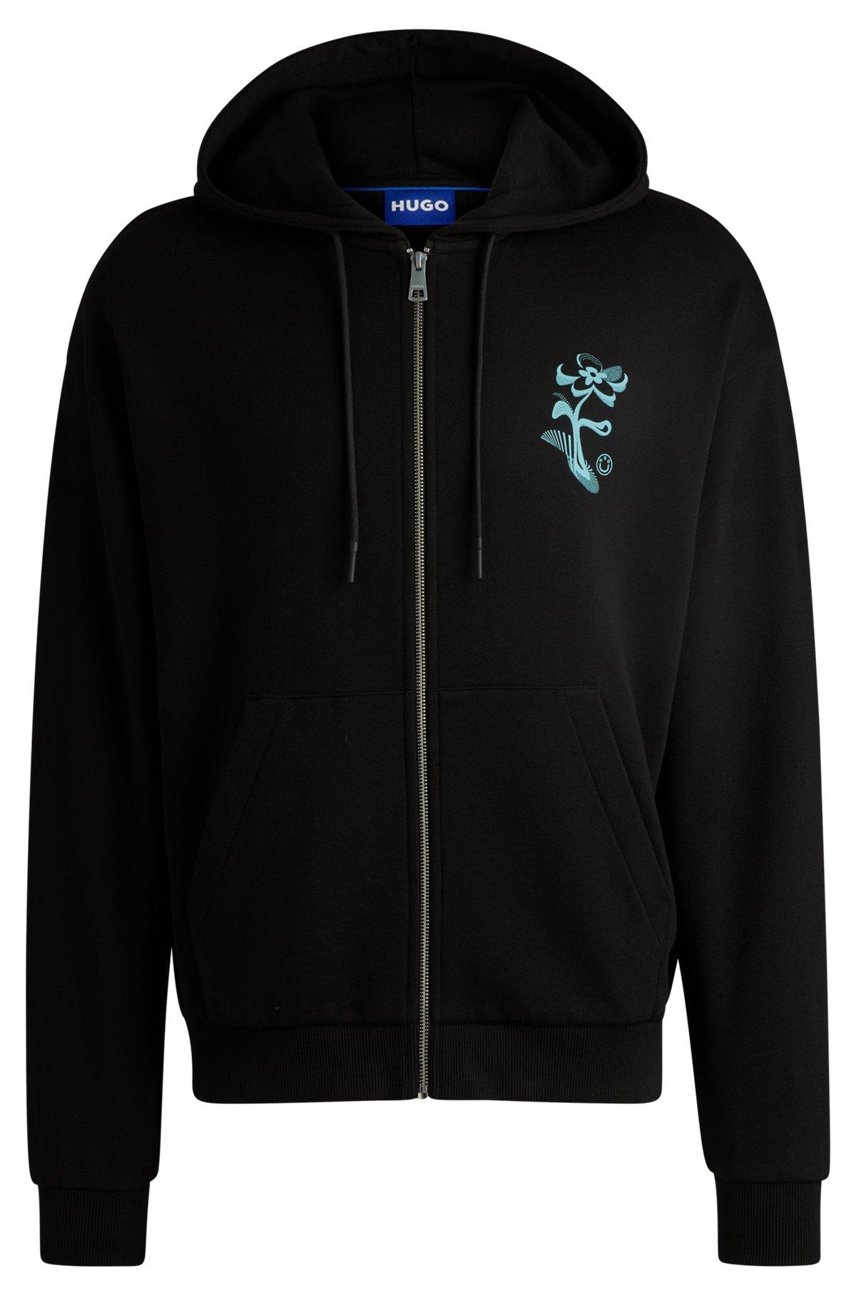 Cotton-terry zip-up hoodie with seasonal artwork Product Image