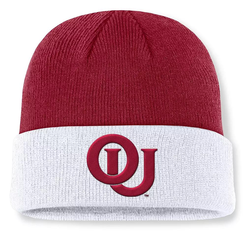 Men's Nike Crimson/White Oklahoma Sooners Legacy Terra Cuffed Knit Hat, Red Product Image