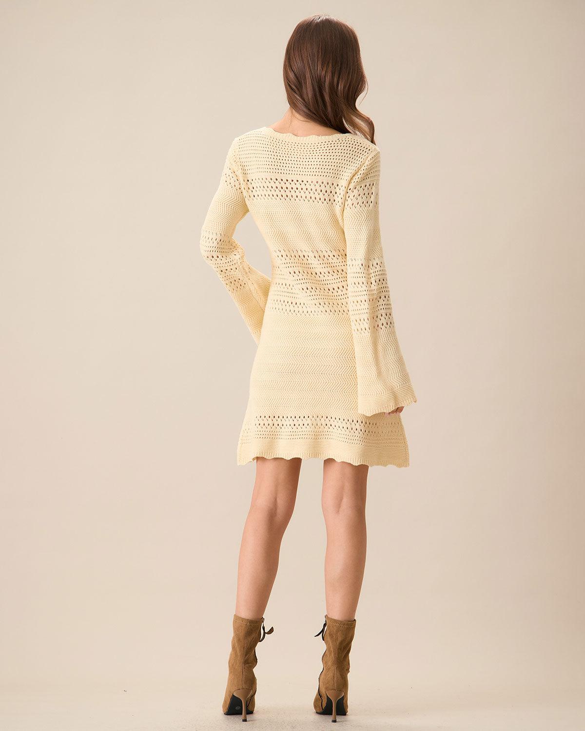 Women's Apricot Cutout Knitted Sweater Dress Female Product Image