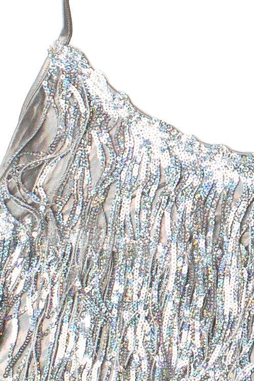 Holographic Sequin Fringe Halter Top Product Image