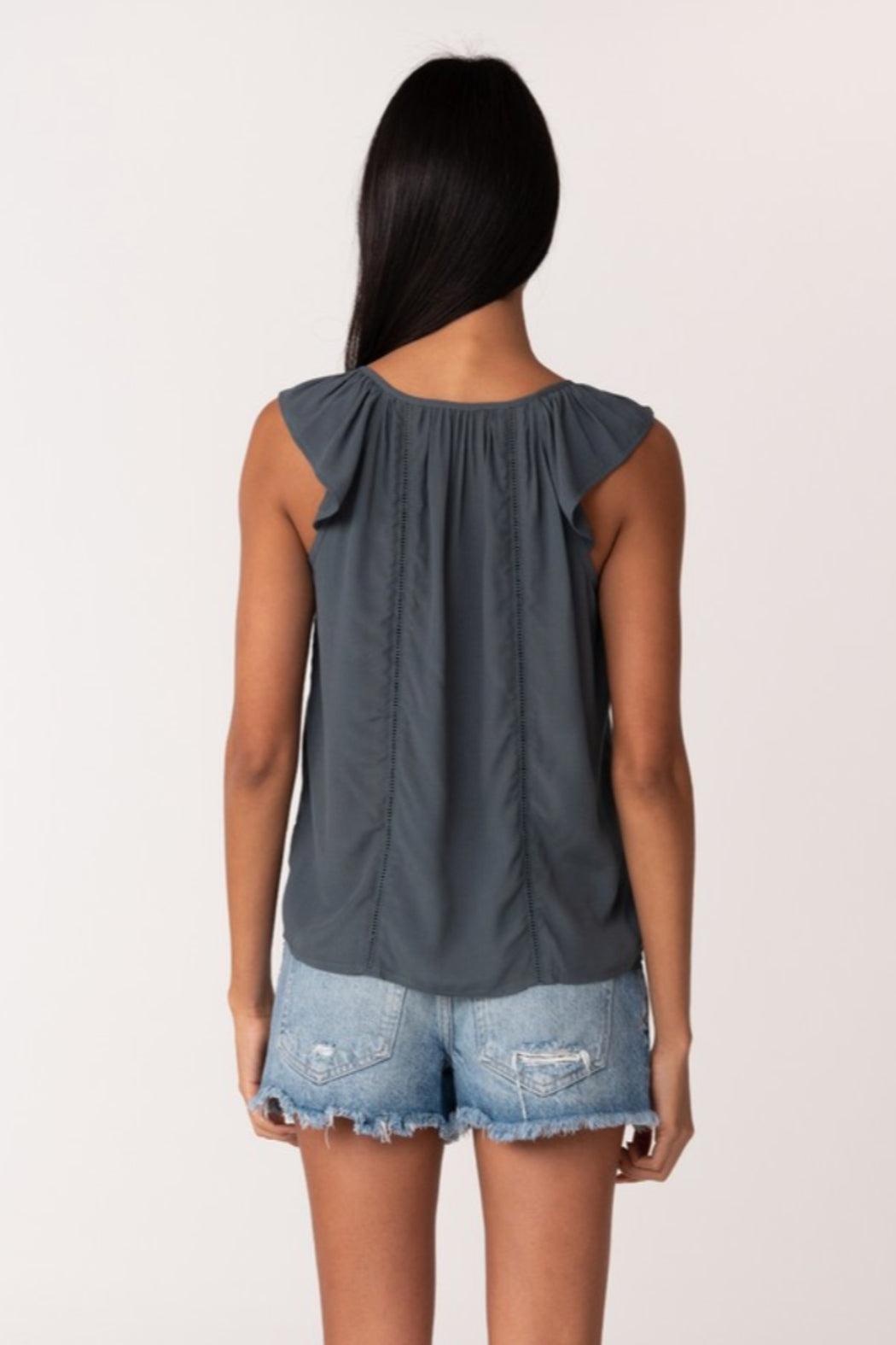 Ruffle Strap Button Down Top Product Image