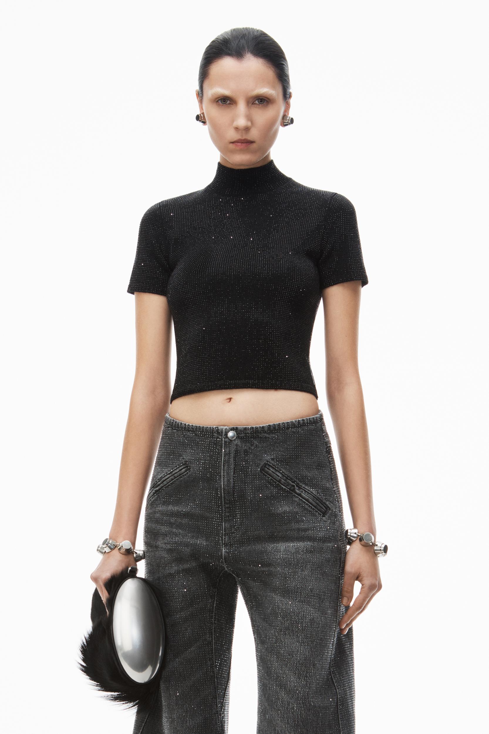 Crystal Hotfix Mock Neck Top Product Image