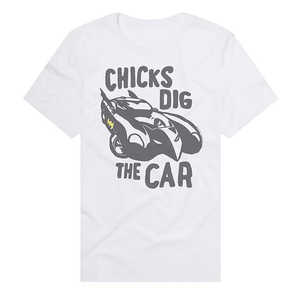 Men's DC Comics Batman "Chicks Dig the Car" Batmobile Graphic Tee, Size: XL, White Product Image