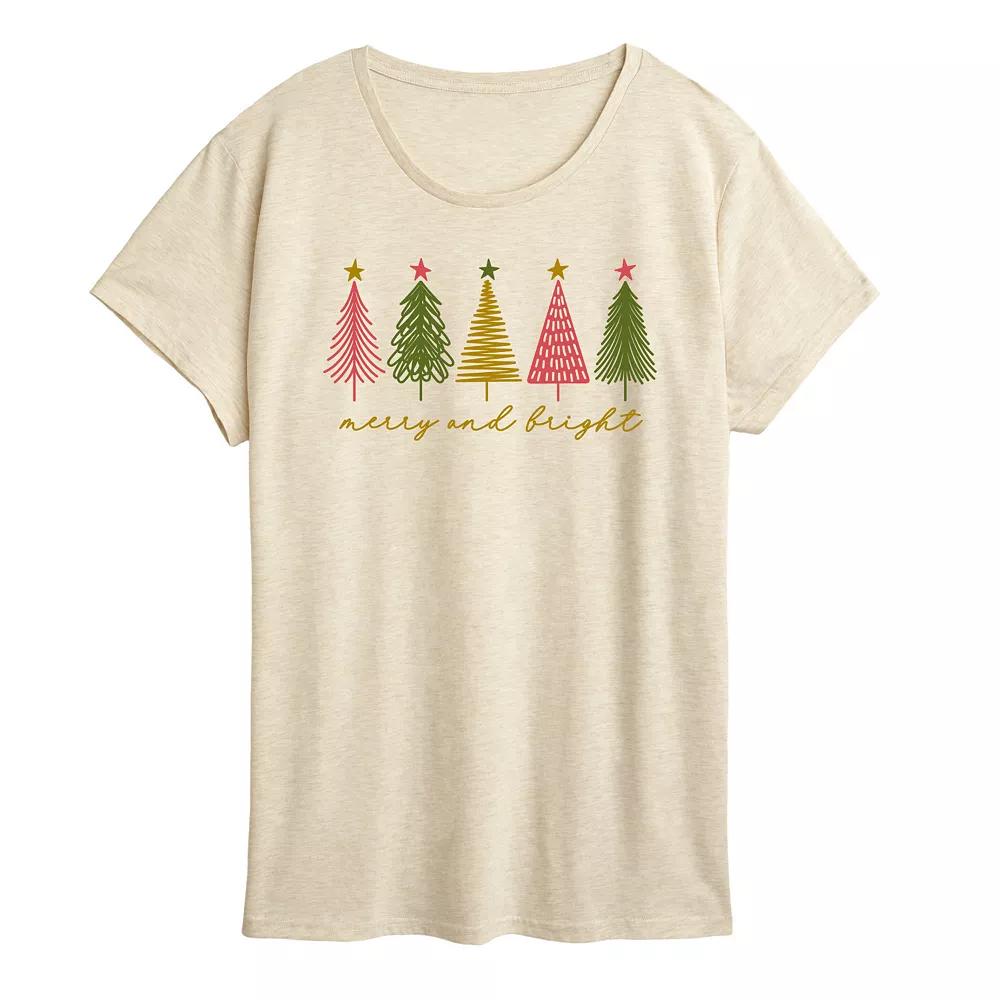 Women's Merry & Bright Christmas Trees Graphic Tee,  Product Image