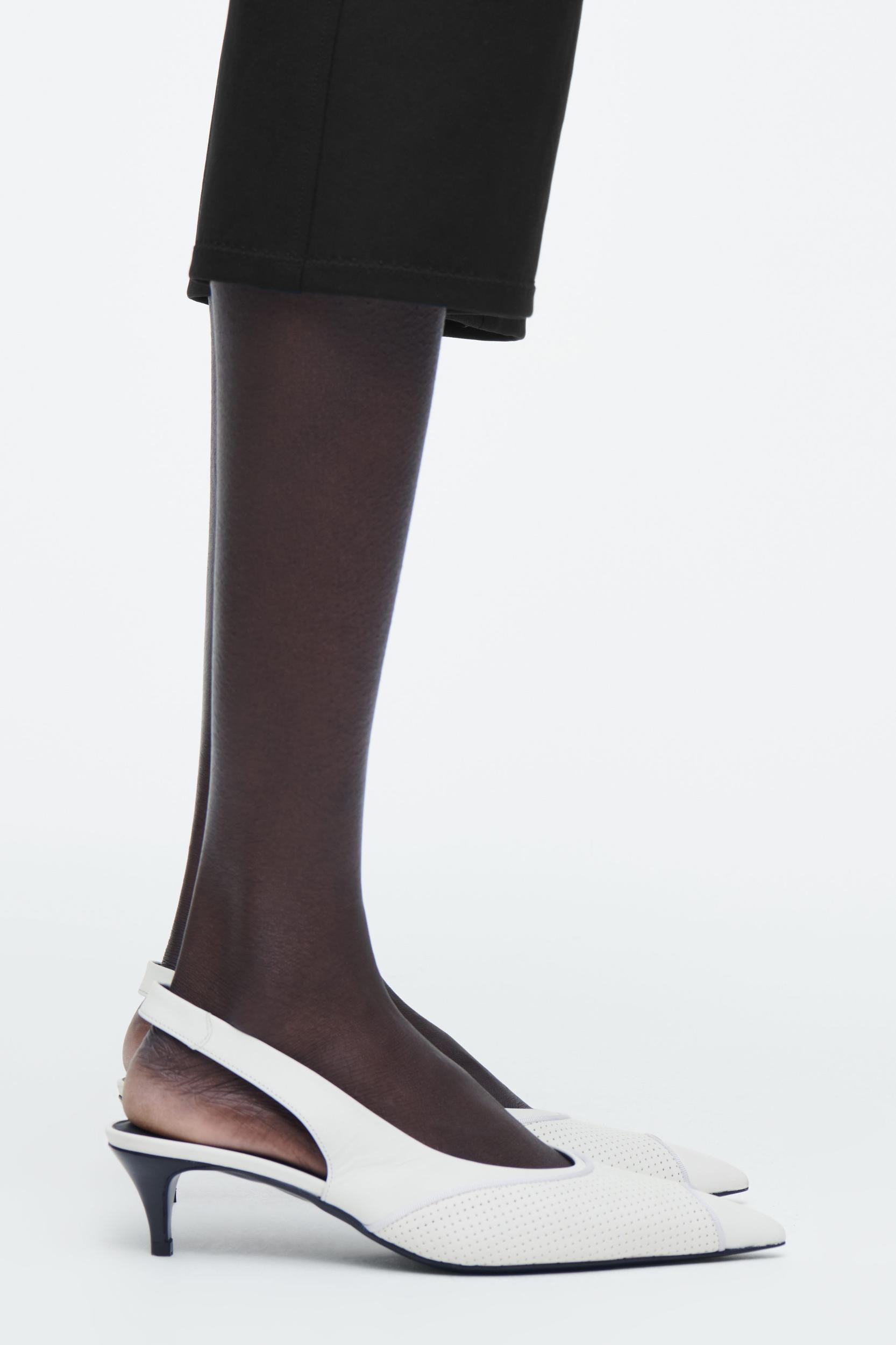 PERFORATED LEATHER SLINGBACK HEELS Product Image