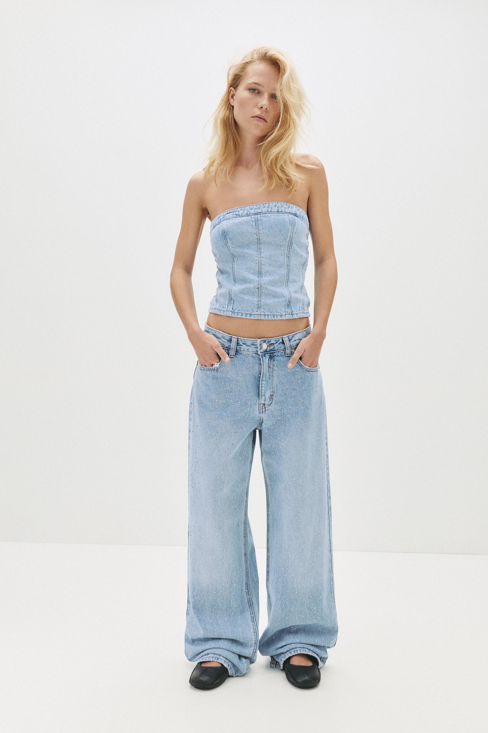 Straight-leg shimmery baggy jeans Product Image
