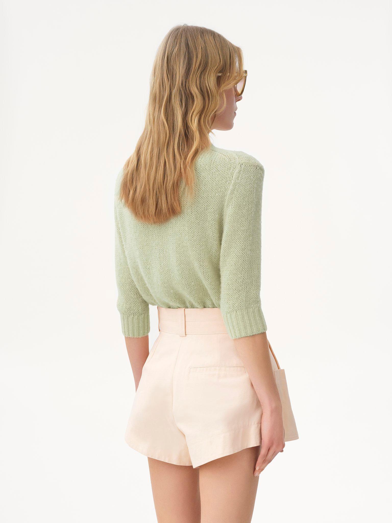 Elbow-sleeve logo sweater in alpaca wool & silk knit Product Image