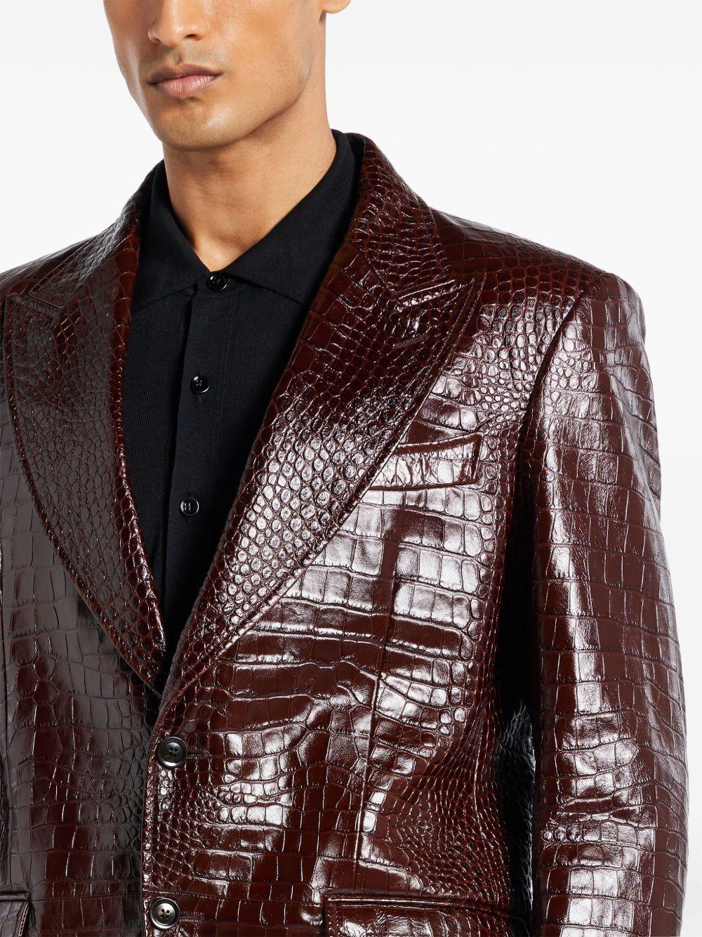 crocodile-embossed leather blazer Product Image