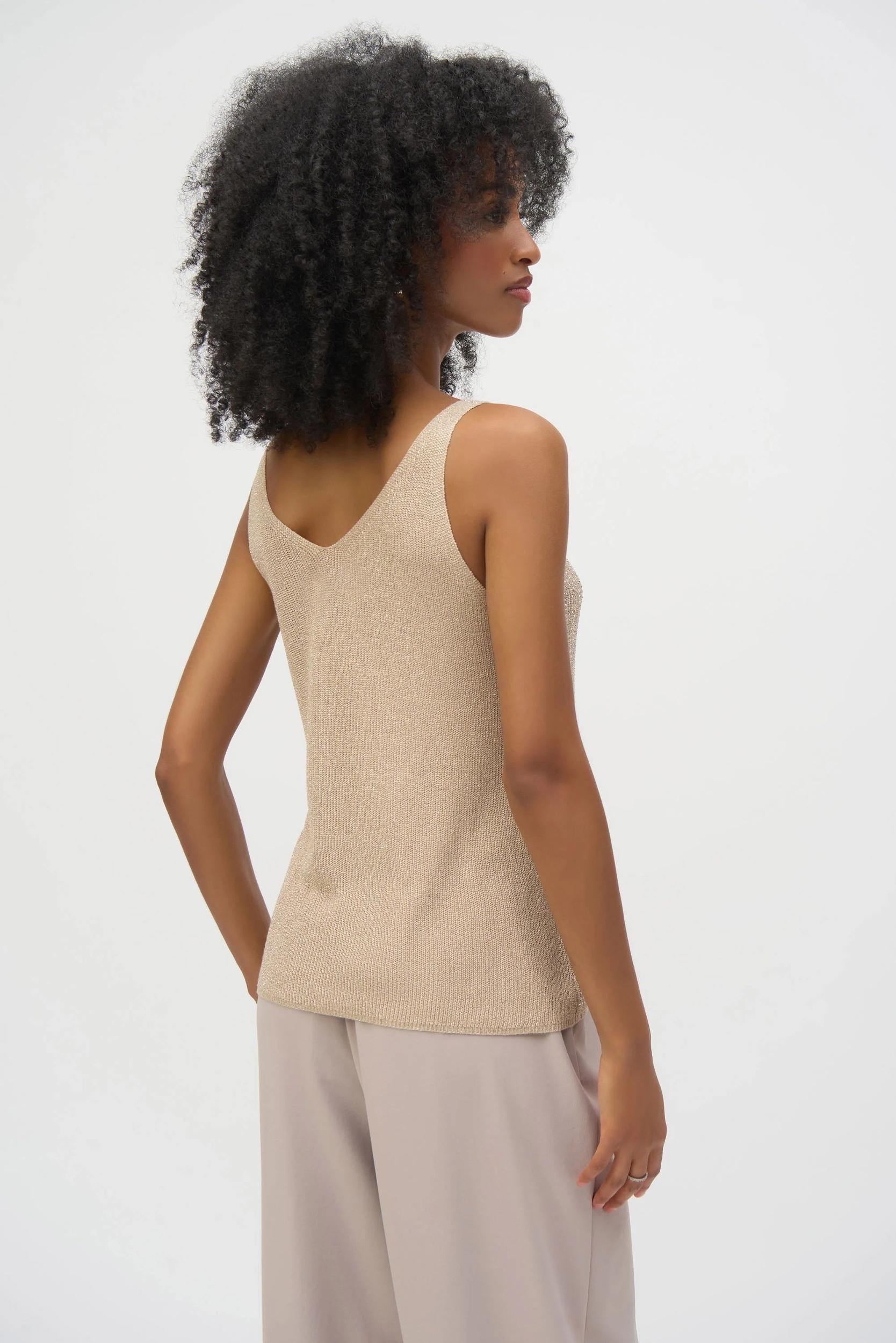 Metallic Knitted Camisole with Rhinestones- Champagne Product Image