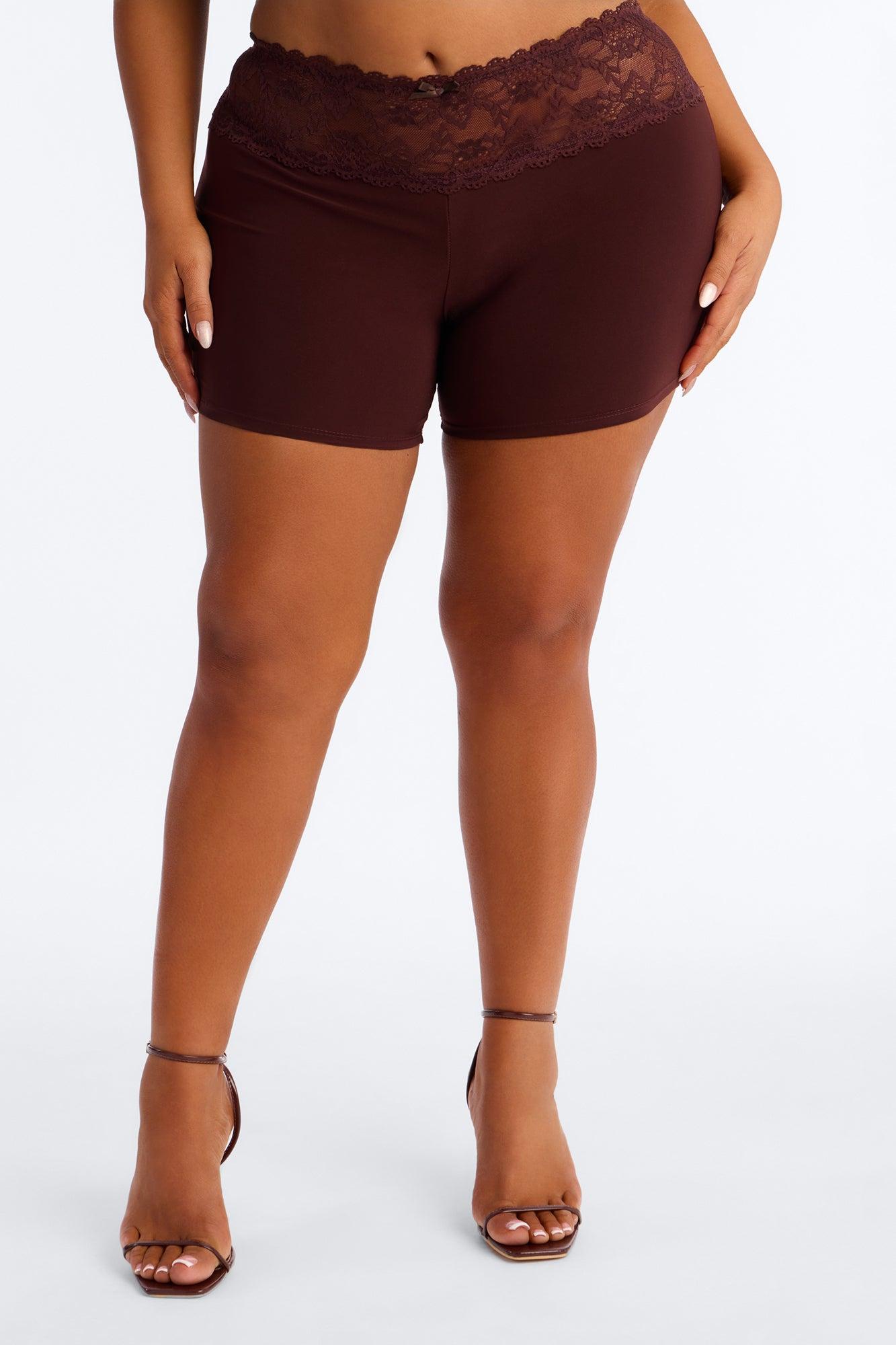 Laced And Locked Low Rise Biker Short - Chocolate Female Product Image