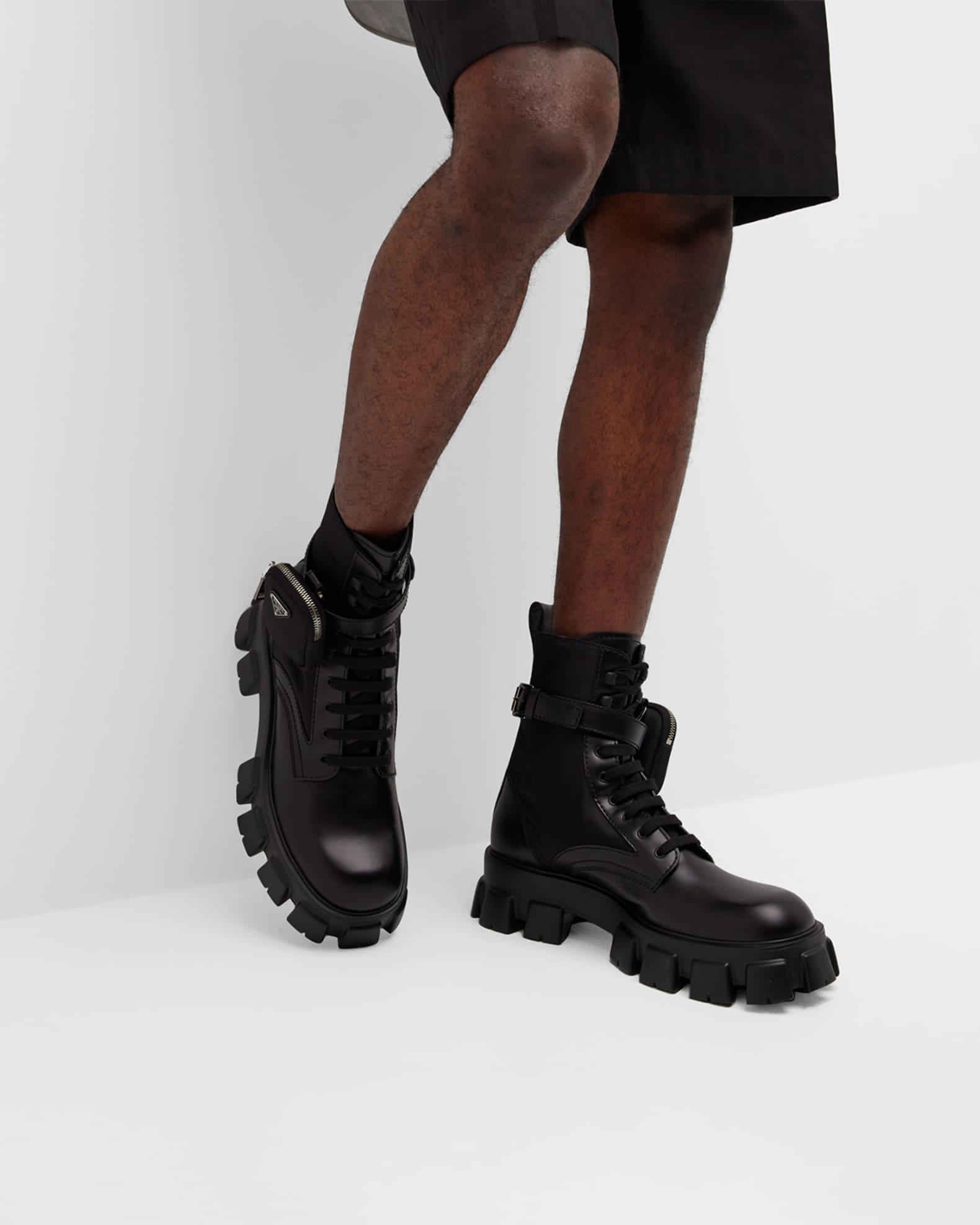 Men's Re-Nylon & Leather Zip Pocket Combat Boots Product Image