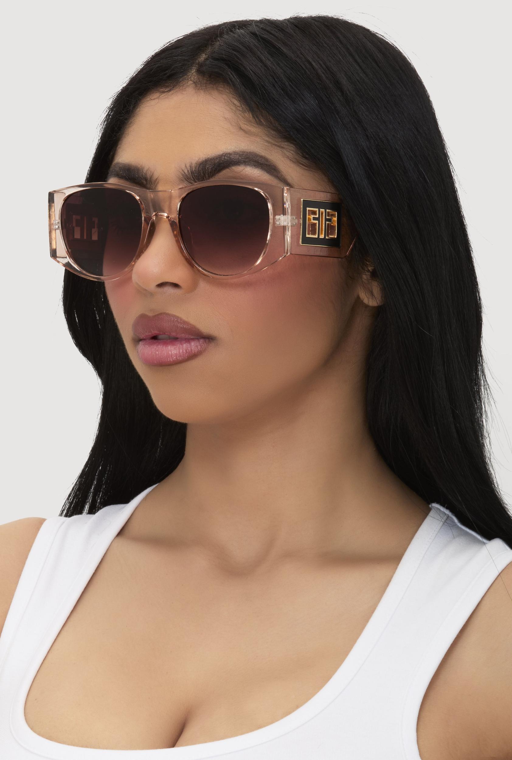 Metallic Cut Out Arm Ombre Lens Sunglasses Female Product Image
