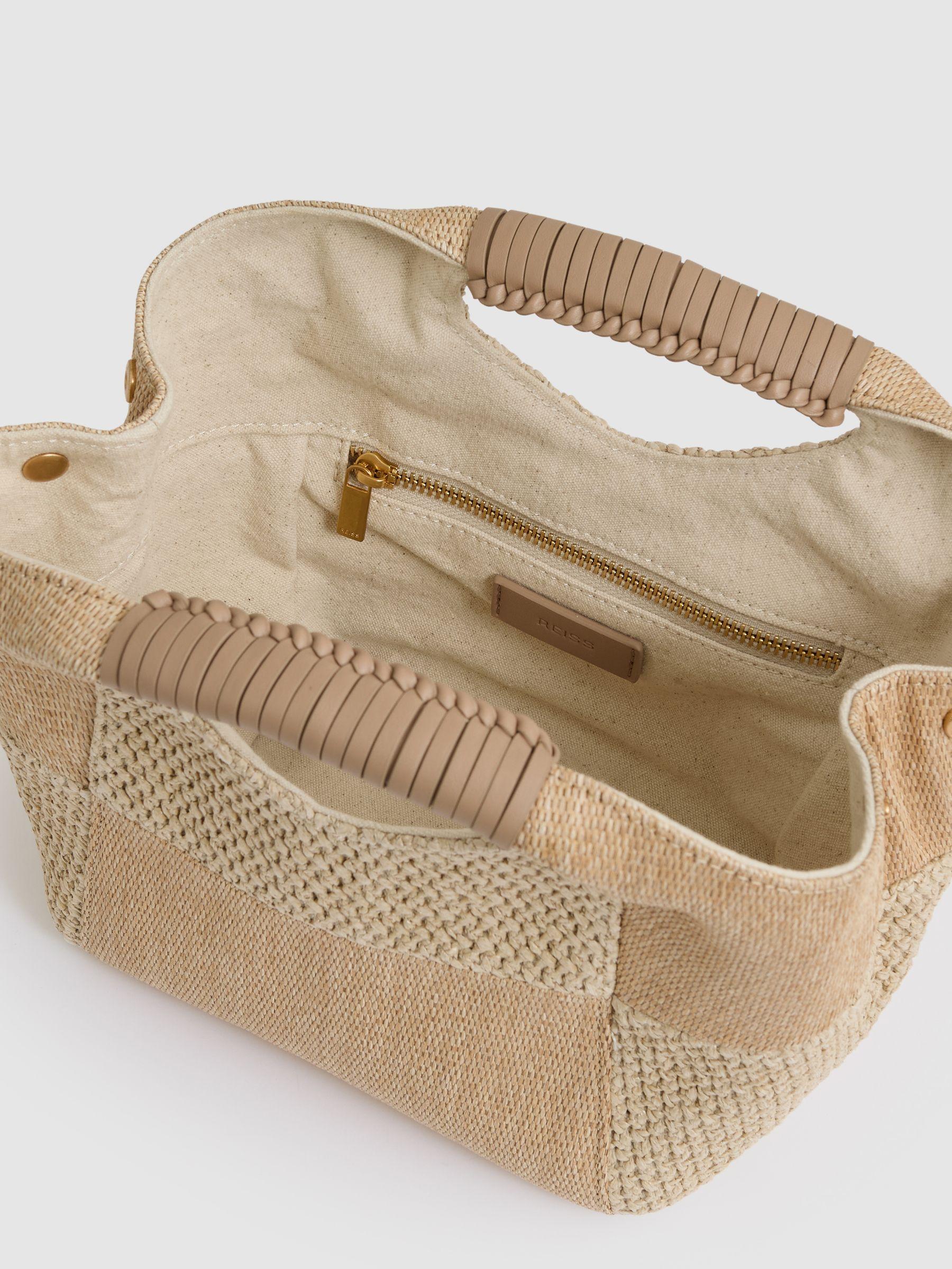 Raffia Patchwork Clutch Bag in Natural Product Image