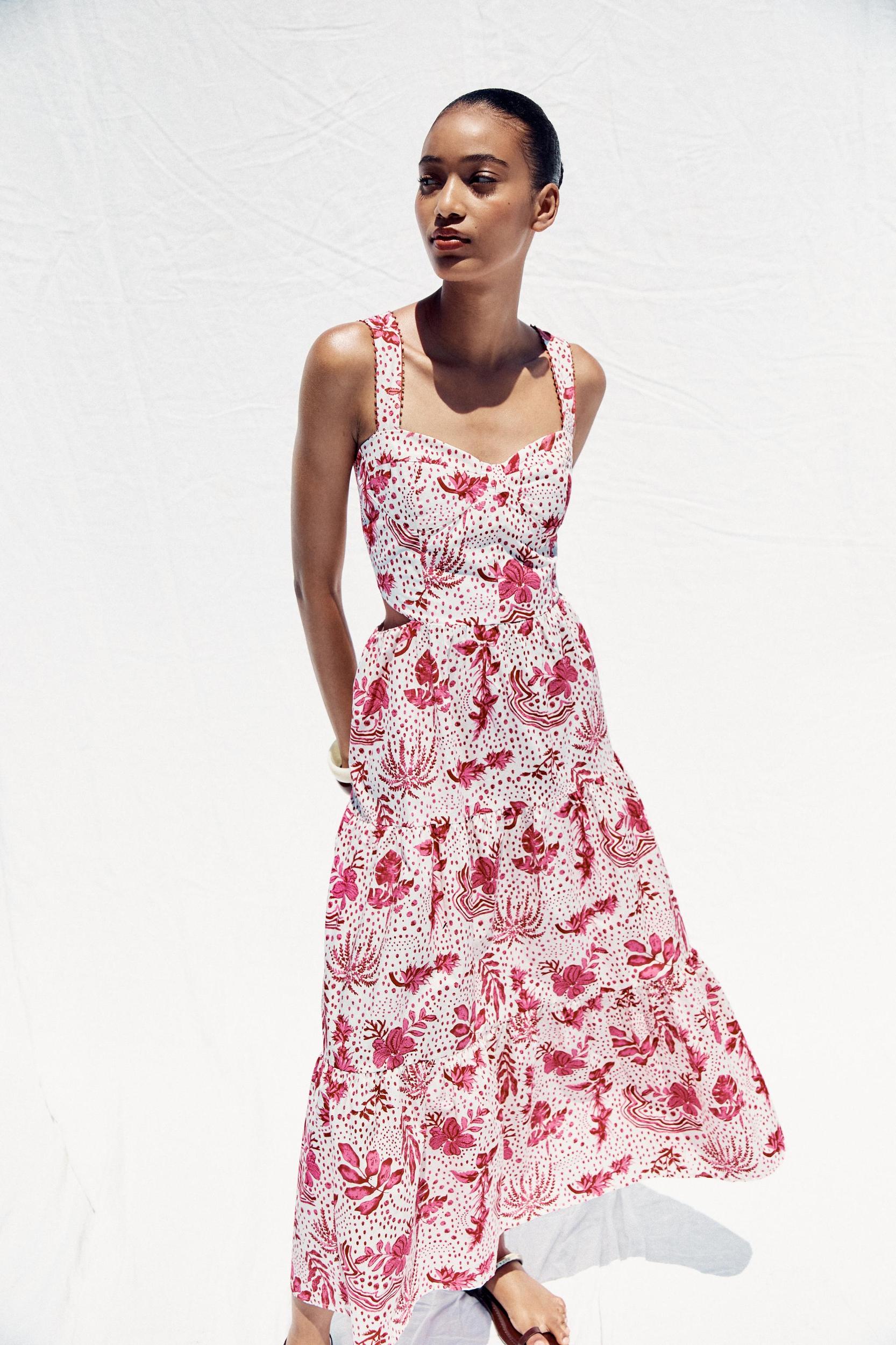 PRINTED CUT OUT MIDI DRESS Product Image