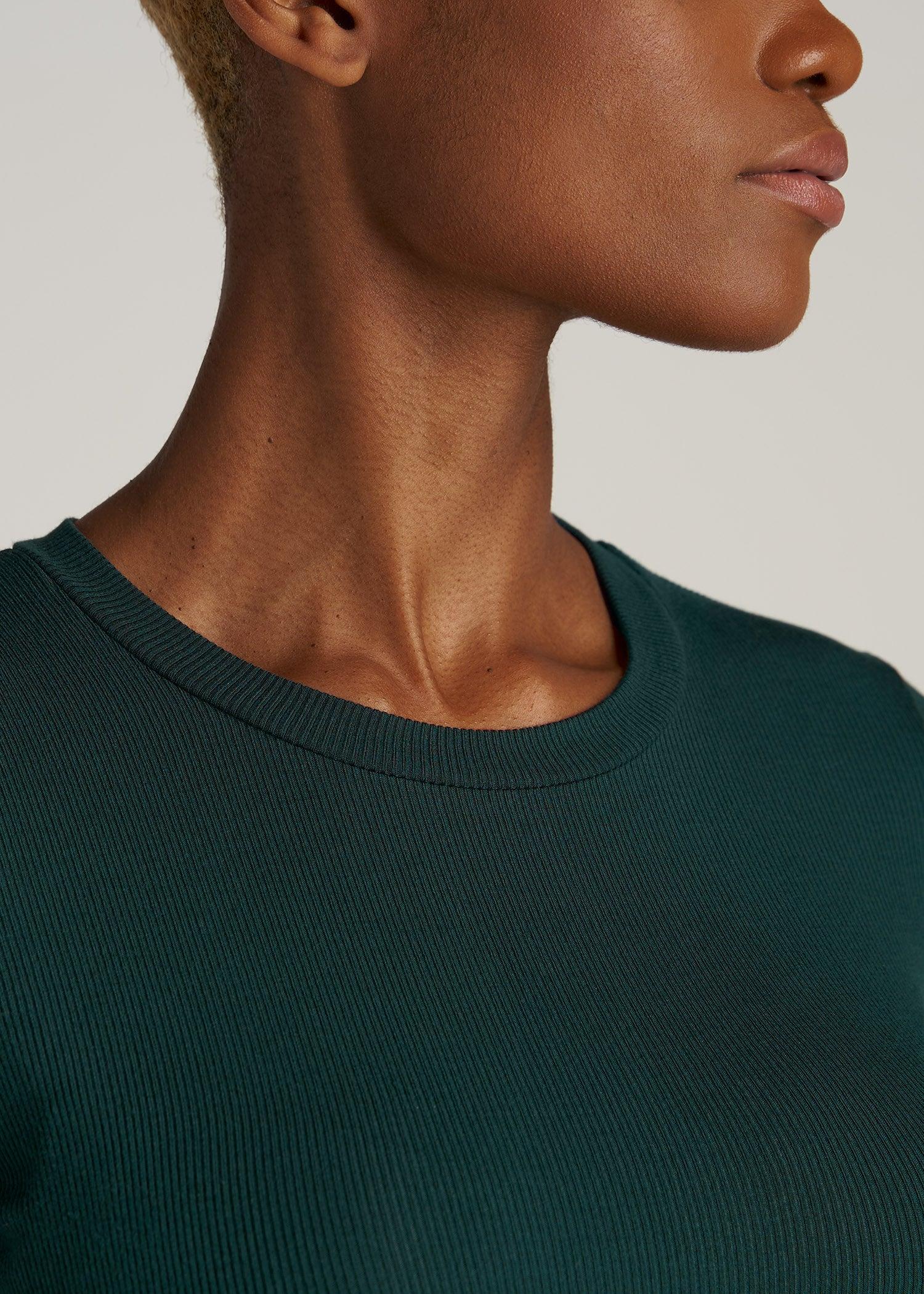 FITTED Ribbed Long Sleeve Tee for Tall Women in Emerald Product Image