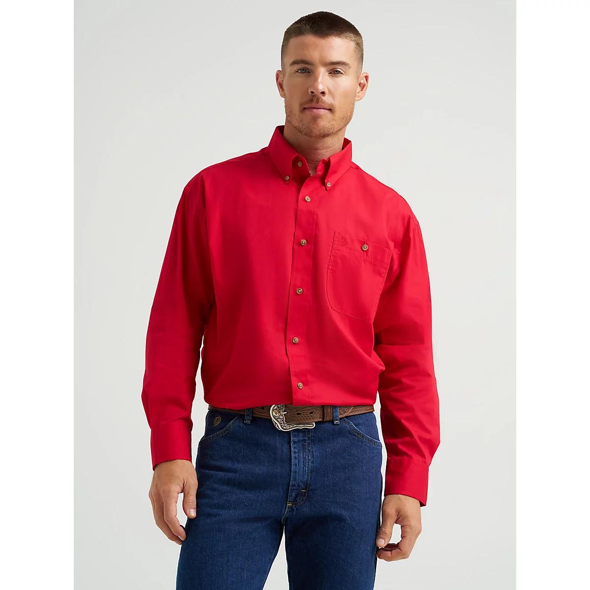 Men's George Strait & Wrangler® National Patriot™ Button Down Solid Shirt Product Image