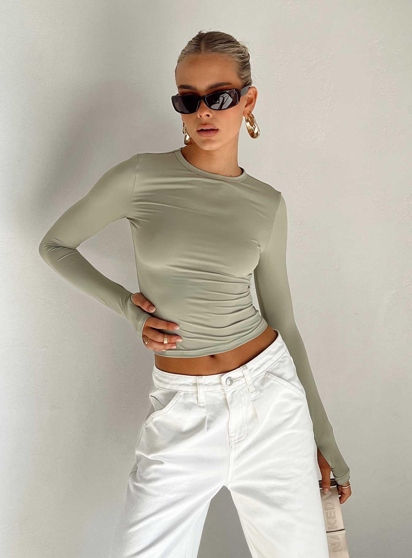 Farro Long Sleeve Top Sage Product Image