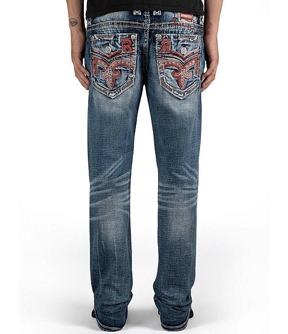 Rock Revival Reggie Straight-Leg Fleur-De-Lis-Embroidered-Pocket Jeans Product Image