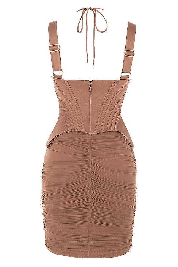 Talya  toffee corset midi dress Product Image