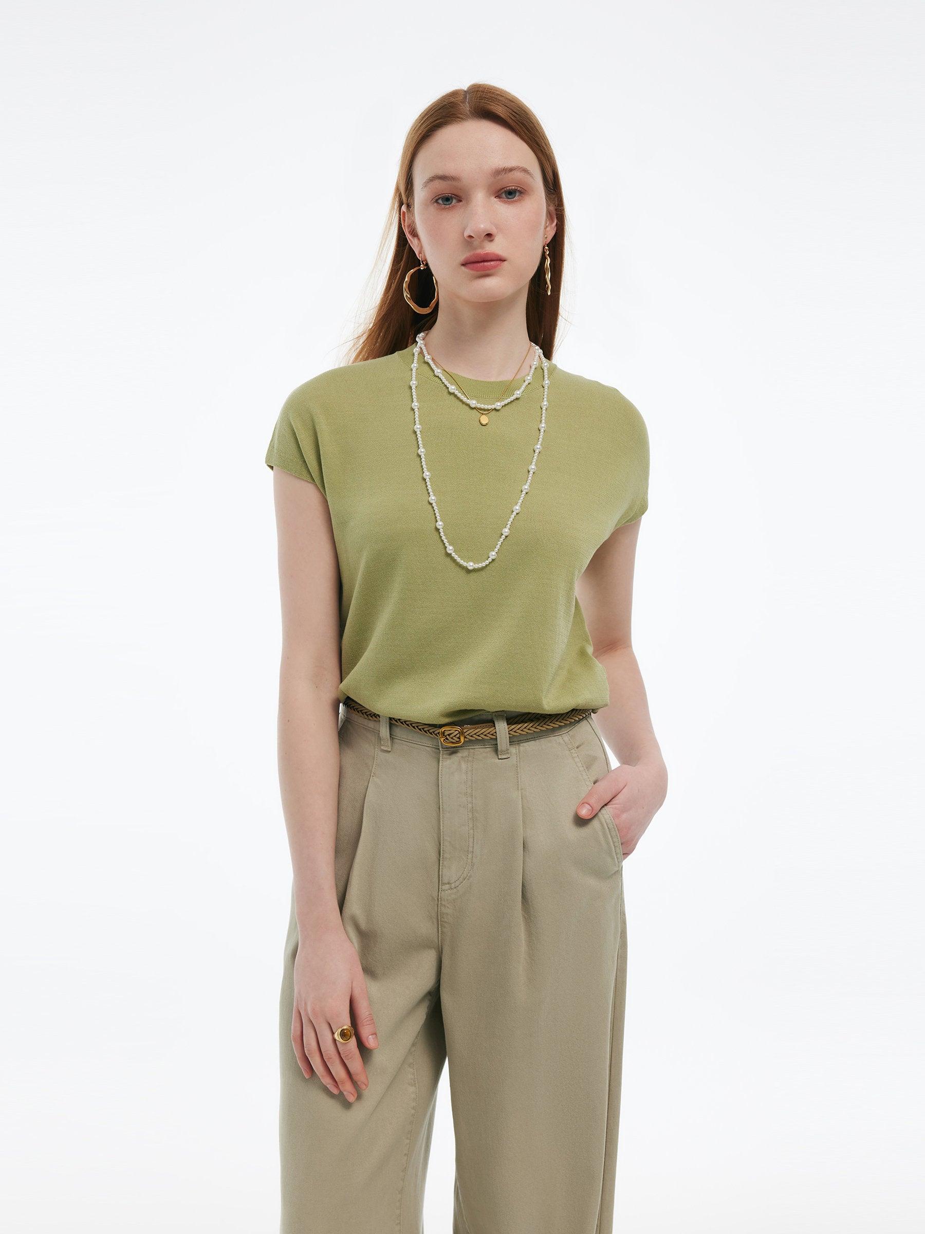 Lyocell-acetate Blend Women Pullover Knit Top Product Image