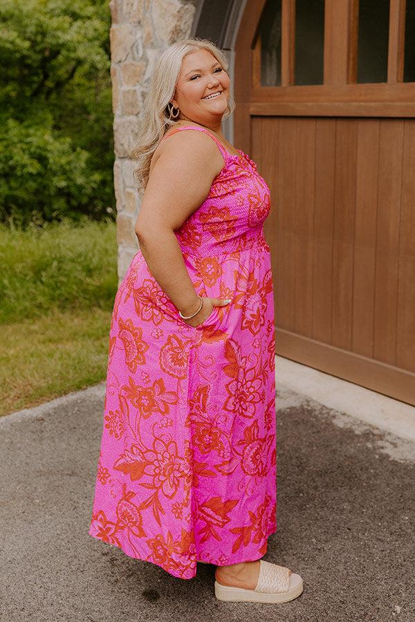 Fiesta On The Square Floral Midi Dress Curves Product Image