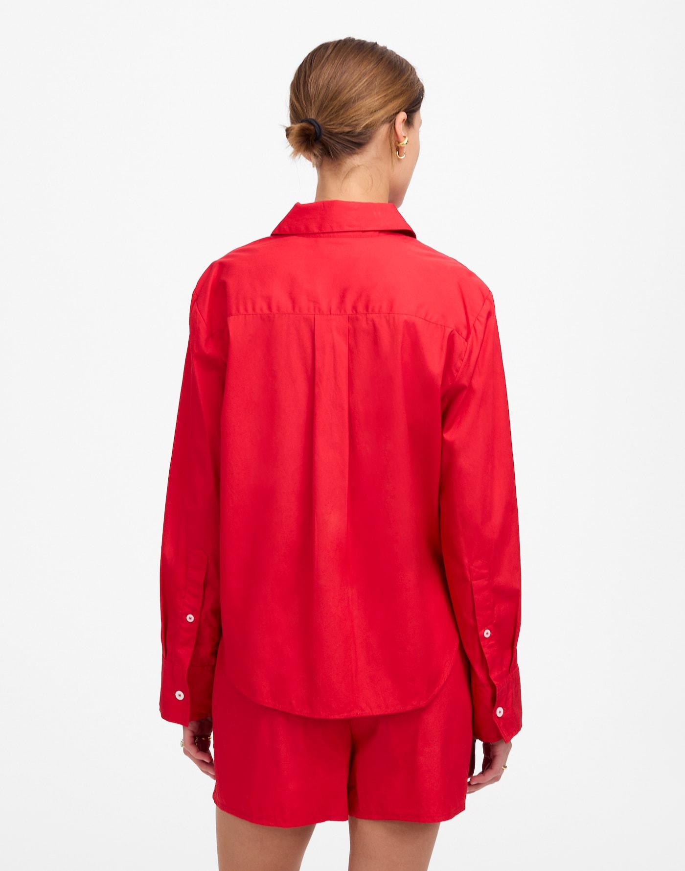 Poplin Easy Y-Neck Button-Up Shirt Product Image