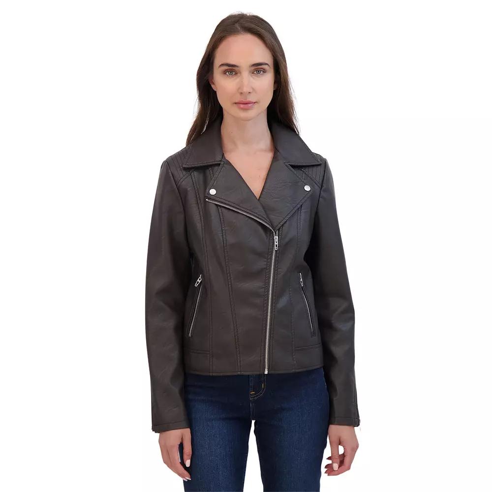 Women's Sebby Collection Faux-Leather Moto Jacket,  Product Image
