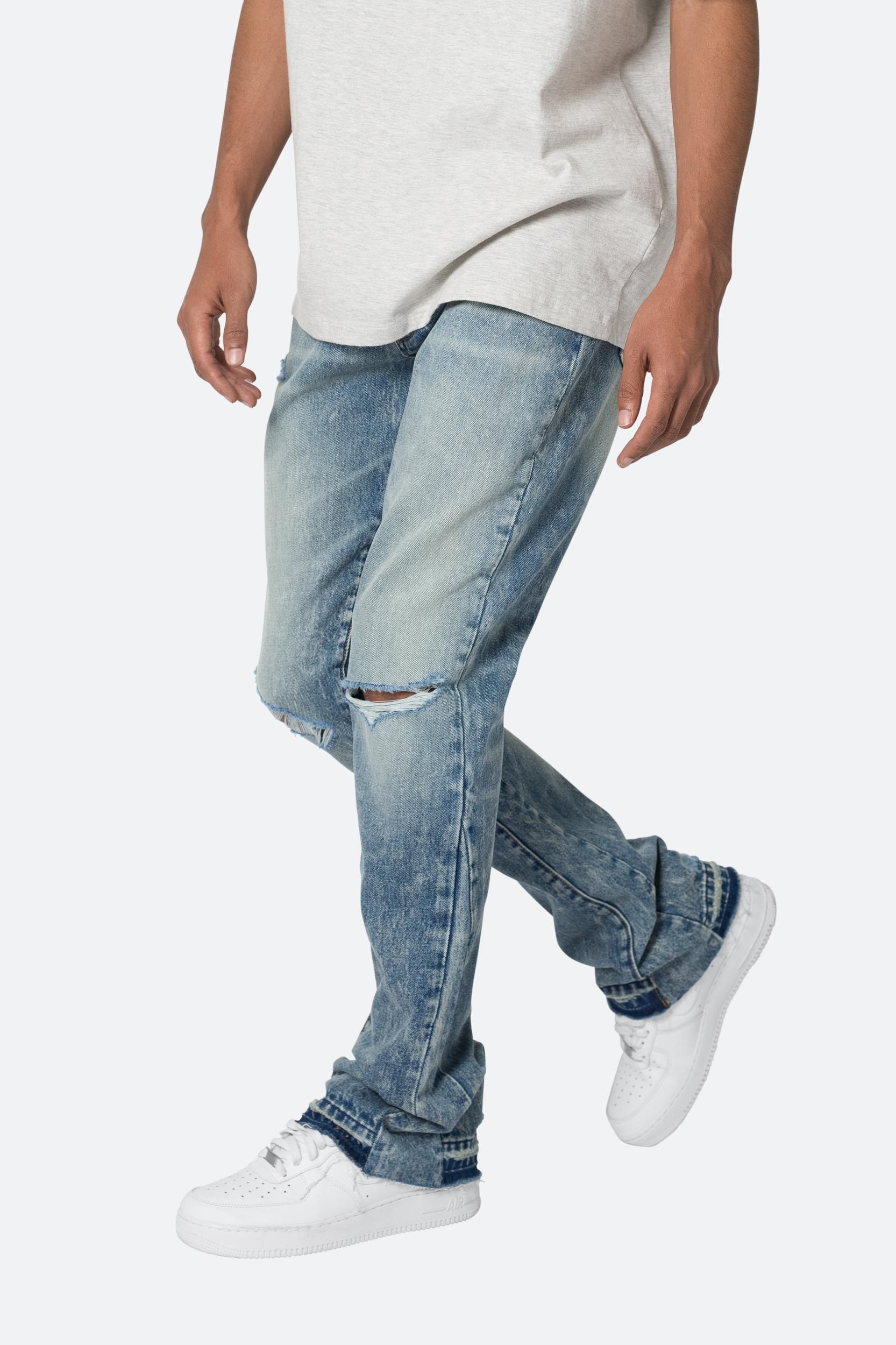 B615 Knee Hole Flare Denim - Blue Product Image
