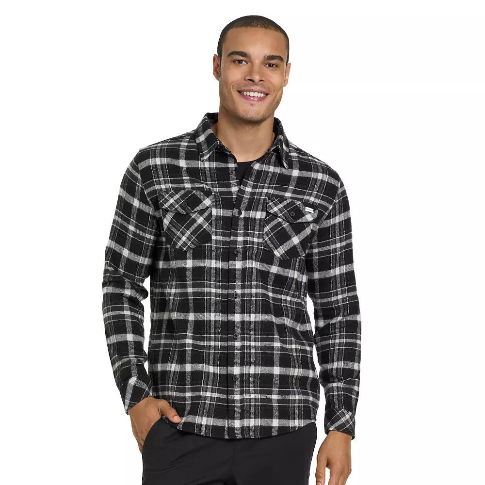 Men's Hurley Long Sleeve Button Down Flannel, Size: XXL, Black Product Image